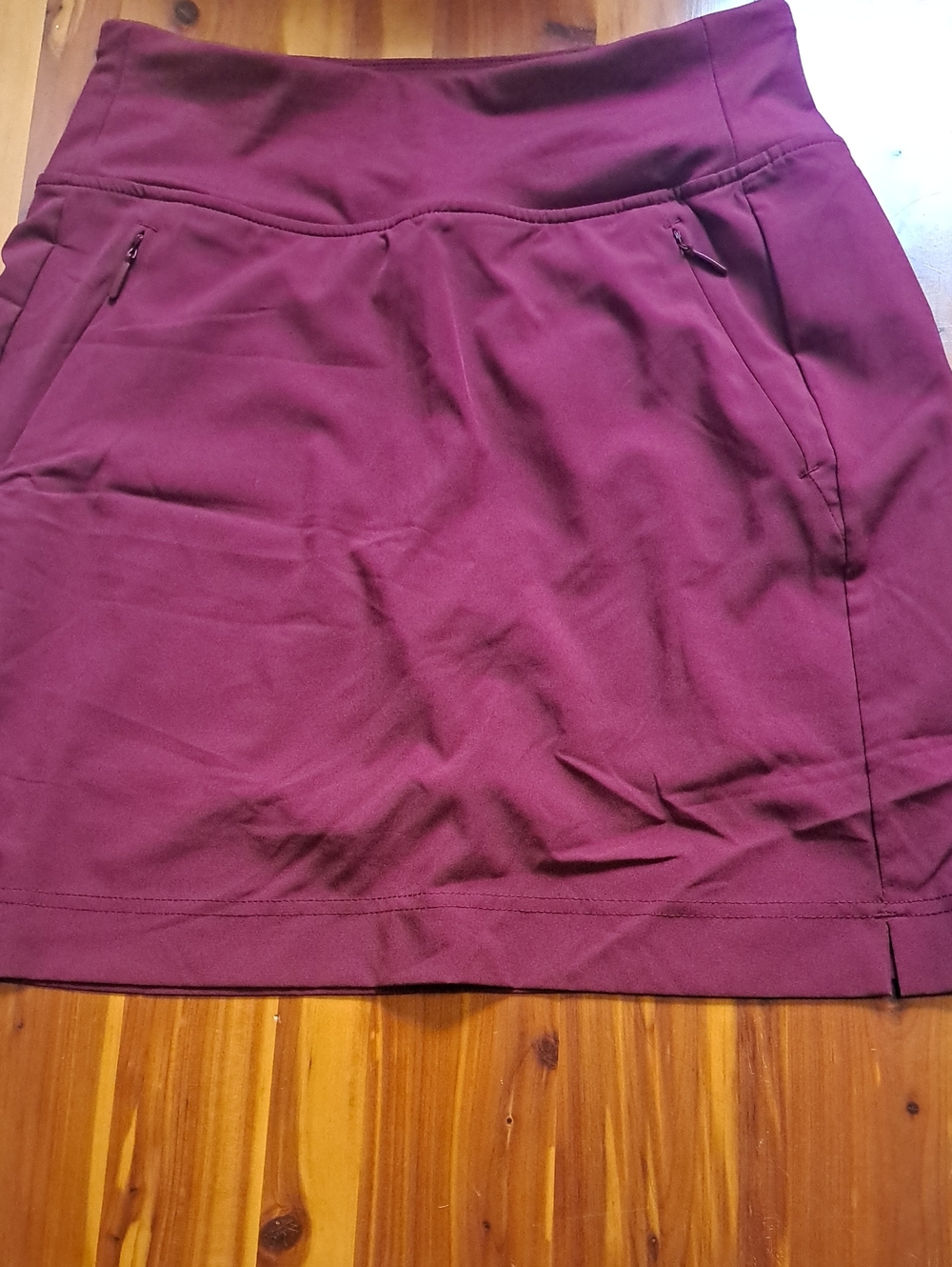 Athletic Works Wine Stretch Mini Skirt with Zip Pockets